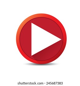 red Play button. vector illustration