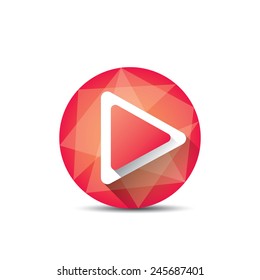 red Play button. vector illustration