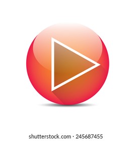 red Play button. vector illustration