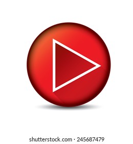 red Play button. vector illustration