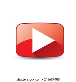red Play button. vector illustration