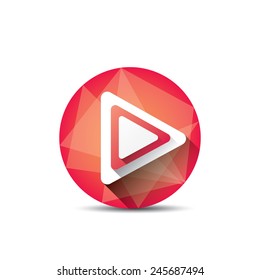 red Play button. vector illustration