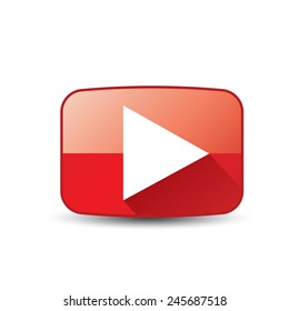 red Play button. vector illustration
