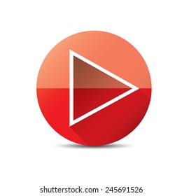 red Play button. vector illustration