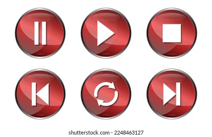 The red play music and video button icon in an app or web, complete with its variations...