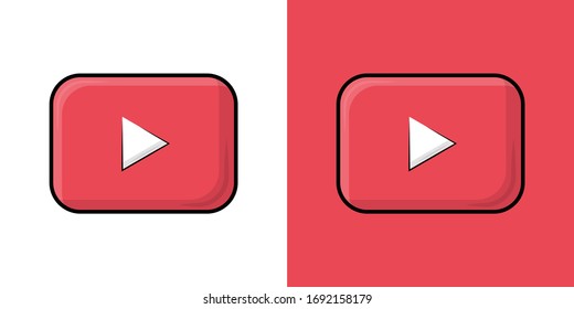 Logotipo vectorial de Red Play, JPG, JPEG, Botón Icono EPS.Youtube Señal de fondo de medios sociales plana Descarga