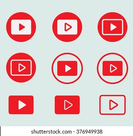 Red Play Vector Logo, JPG, JPEG, EPS Icon Button.youtube Flat Social Media Background Sign Download