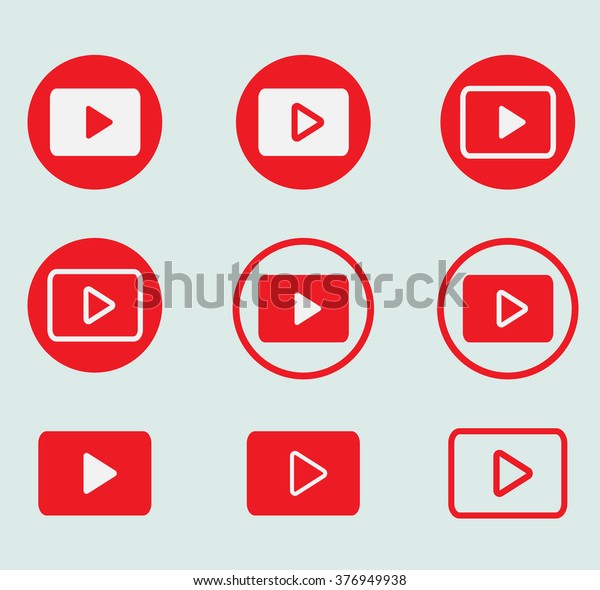 红色播放矢量标志 Jpg Jpeg Eps 图标按钮 Youtube 平面社交媒体背景标志下载库存矢量图 免版税