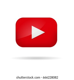 Red play video button vector illustration tube