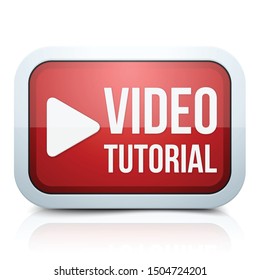 Red Play Video Tutorial button sign illustration