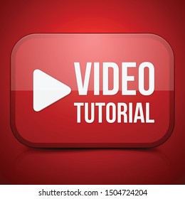 Red Play Video Tutorial button sign illustration
