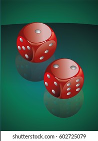 Red playing dices. Vector illustration