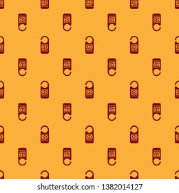 Red Please do not disturb icon isolated seamless pattern on brown background. Hotel Door Hanger Tags. Vector Illustration