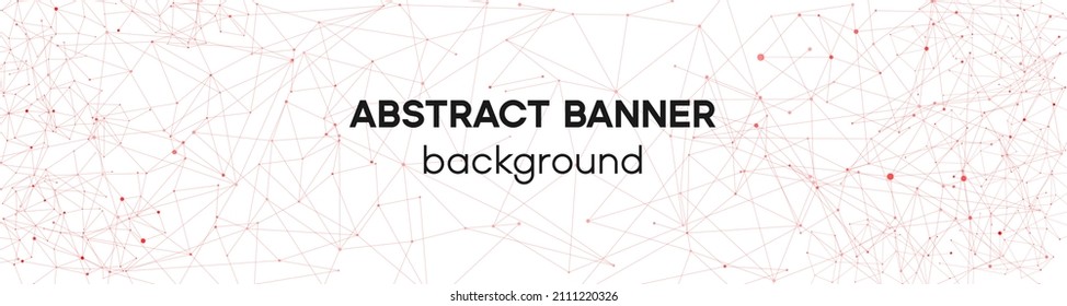 Red plexus line connection with dots and node. Geometric abstract header for website. Man dna particle. Neuroscience presentation layout.
