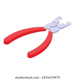 Red pliers icon isometric vector. Grooming care tool. Canine domestic