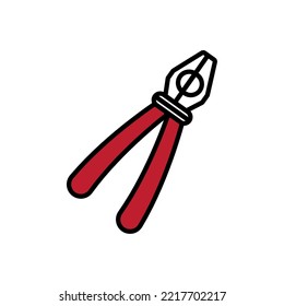 red pliers icon vector image and white background