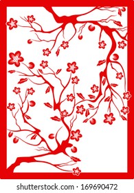red plum blossom-paper cut