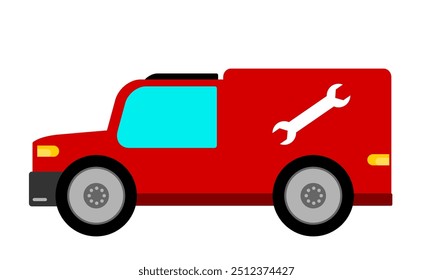 red plumber van or engineer van vector illustration to services flat. red van clip art