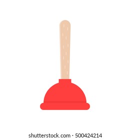red plunger icon. concept of cleaning, problem, drainage, remove garbage, sewage, pollution, housework, procleaning, vantuz. flat style trend modern logo graphic design on white background