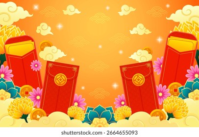 Red Pocket Chinese Year Background Template