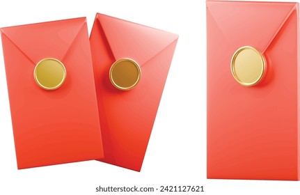 red pocket with gold coin for chinese new year