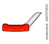 red pocketknife illustration isolated vector