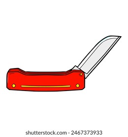 red pocketknife illustration isolated vector