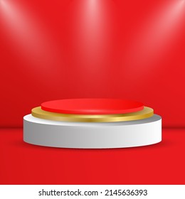 diseño vectorial 3D de podio rojo para presentación de productos