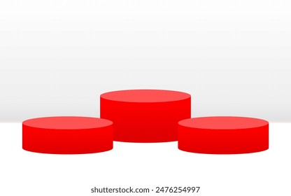 Red Podium banner, studios, promoted product, advertisement, luxury, premium, stage 