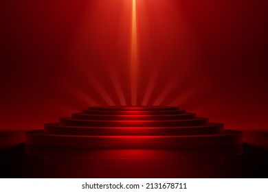 Red podium with light effect