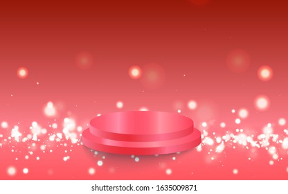 red podium and red light in the studio room