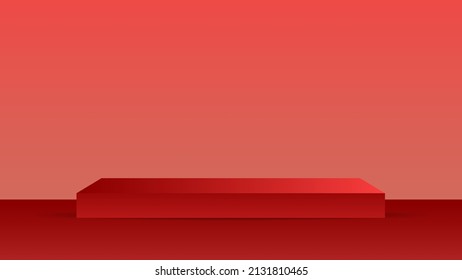 Red Podium minimal abstract background , 3D stage podium display product , stand to show cosmetic products ,illustration 3d Vector EPS 10