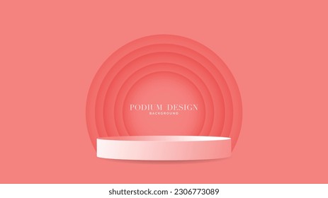 Red Podium minimal background , 3D stage podium display product , stand to show cosmetic products ,illustration 3d Vector EPS 10