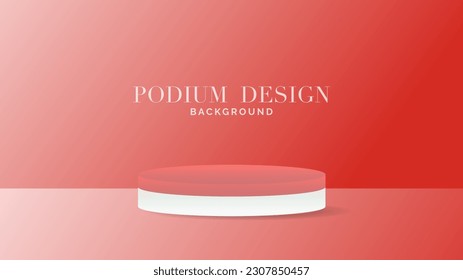 Red Podium minimal background , 3D stage podium display product , stand to show cosmetic products ,illustration 3d Vector EPS 10