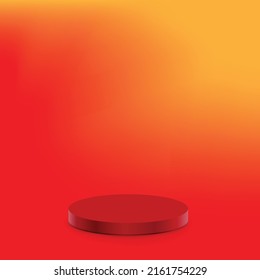 red podium on background abstract with gradient in studio and wall texture vector, empty room studio used for product presentation, red wallpaper with shine use for product shooting