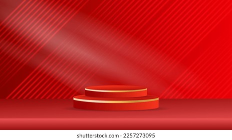 Red Podium on red background  Vector illustration EPS 10