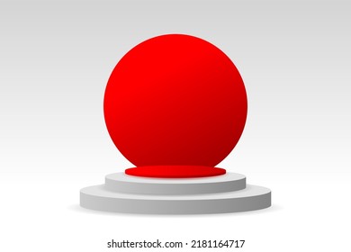 Red podium for product showcase for advertising