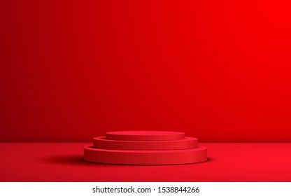 Red Podium In The Red Room