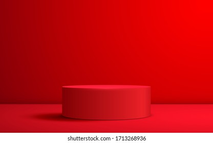 Red Podium In The Red Room