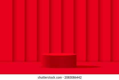 red podium in the red room