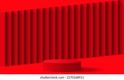 red podium in the red room