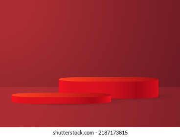 Podio rojo en la habitación roja.