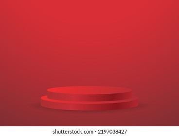 Red podium in the red room.