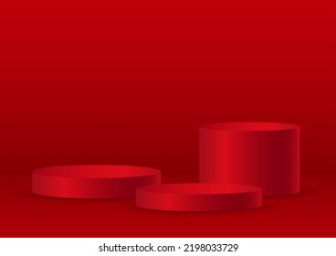 Red podium in the red room.