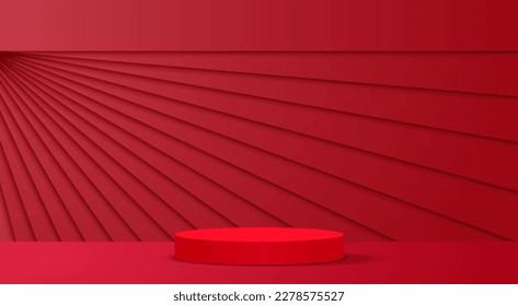 red podium in the red room