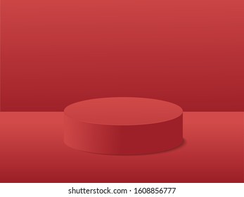 Red podium, Stage Podium Scene with for Product stand, Award Ceremony on red background, Vector illustration
