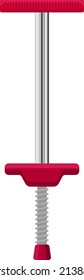 Red Pogo Stick, Illustration, Vector On A White Background.