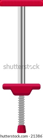 Red pogo stick, illustration, vector on a white background.