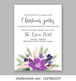 Red Poinsettia Christmas Party Invitation sample card beautiful winter floral ornament xmas