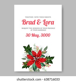Red poinsettia Tropical Flower Wedding Invitation